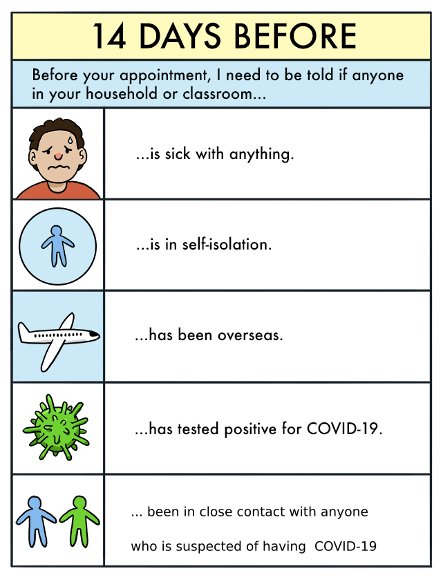 we need to make sure that no one is sick or has been in isolation or been overseas or waiting for a COVID test or positive for COVID